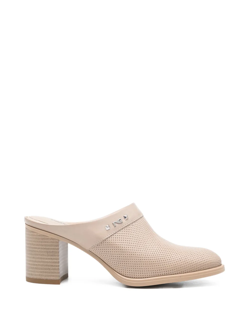 NERO GIARDINI Leren muiltjes met logodetail Beige