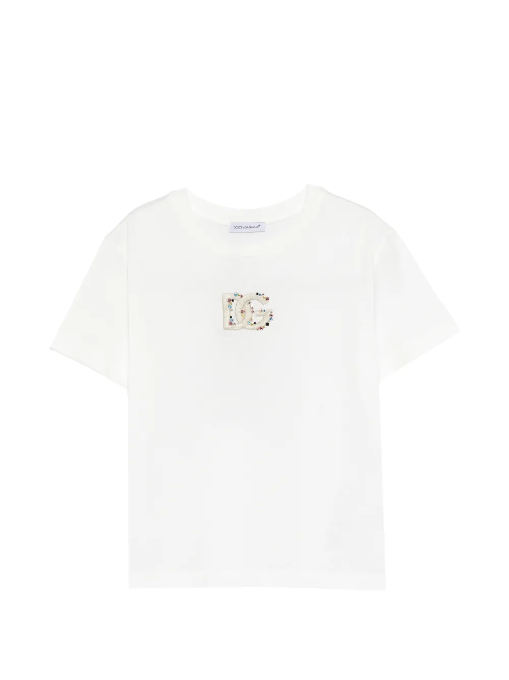 Dolce & Gabbana Kids rhinestone logo T-shirt - Bianco