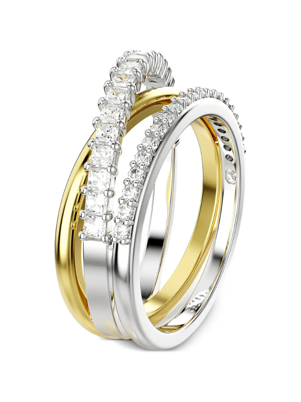 Swarovski Hyperbola engraved logo crystal ring - Oro