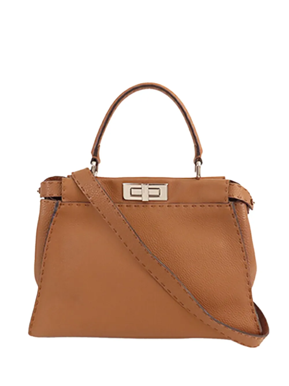 Fendi Pre-Owned 2000-2010 Medium Leather Selleria Peekaboo Iconic satchel - Marrone