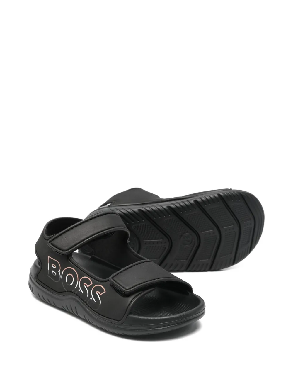 BOSS Kidswear logo strap sandals Zwart