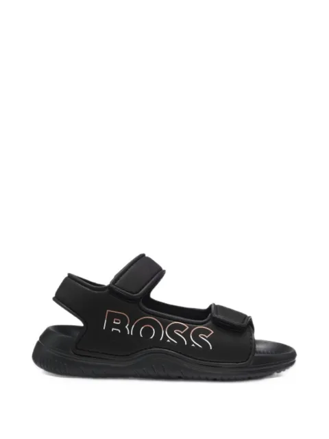 BOSS Kidswear two-strap sandals with side logo print