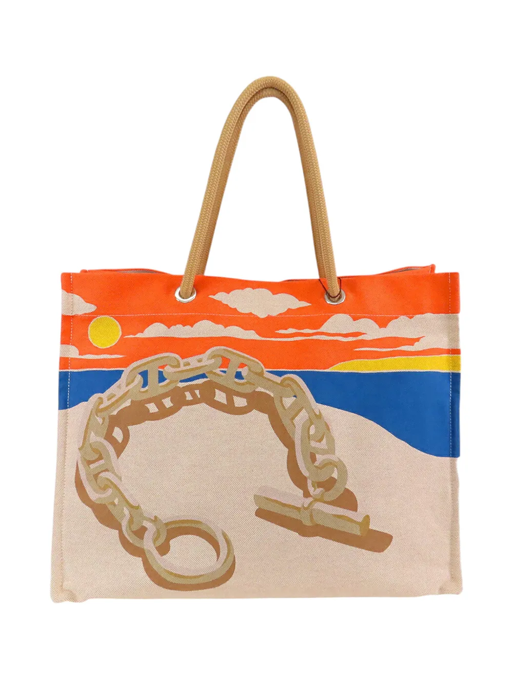 Hermès Pre-Owned 2023-2025 Toile Escale a la Plage Beach Bag tote bag - Marrone