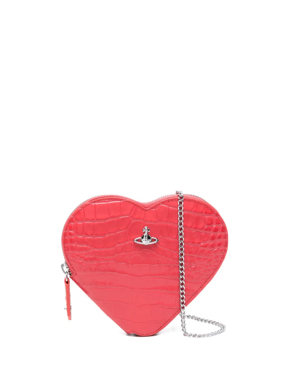 Vivienne Westwood heart-shape croc-effect crossbody bag - Rosso