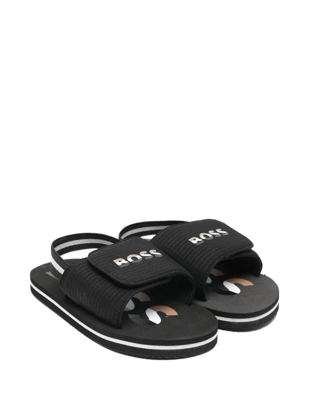 BOSS Kidswear logo strap sandals Zwart