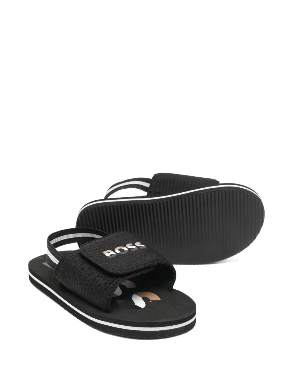 BOSS Kidswear logo strap sandals Zwart
