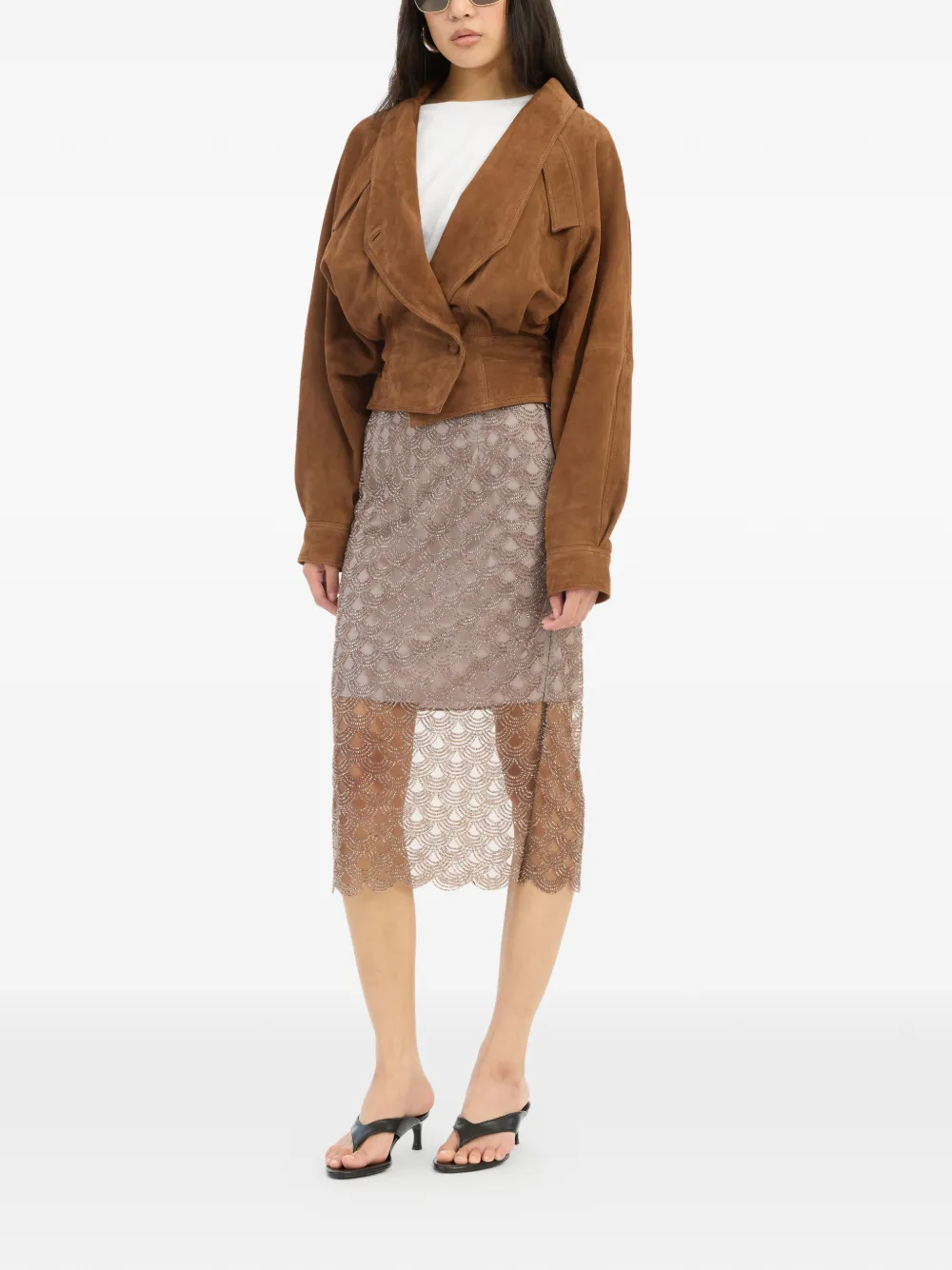 ROTATE BIRGER CHRISTENSEN Midi-rok met pailletten Grijs
