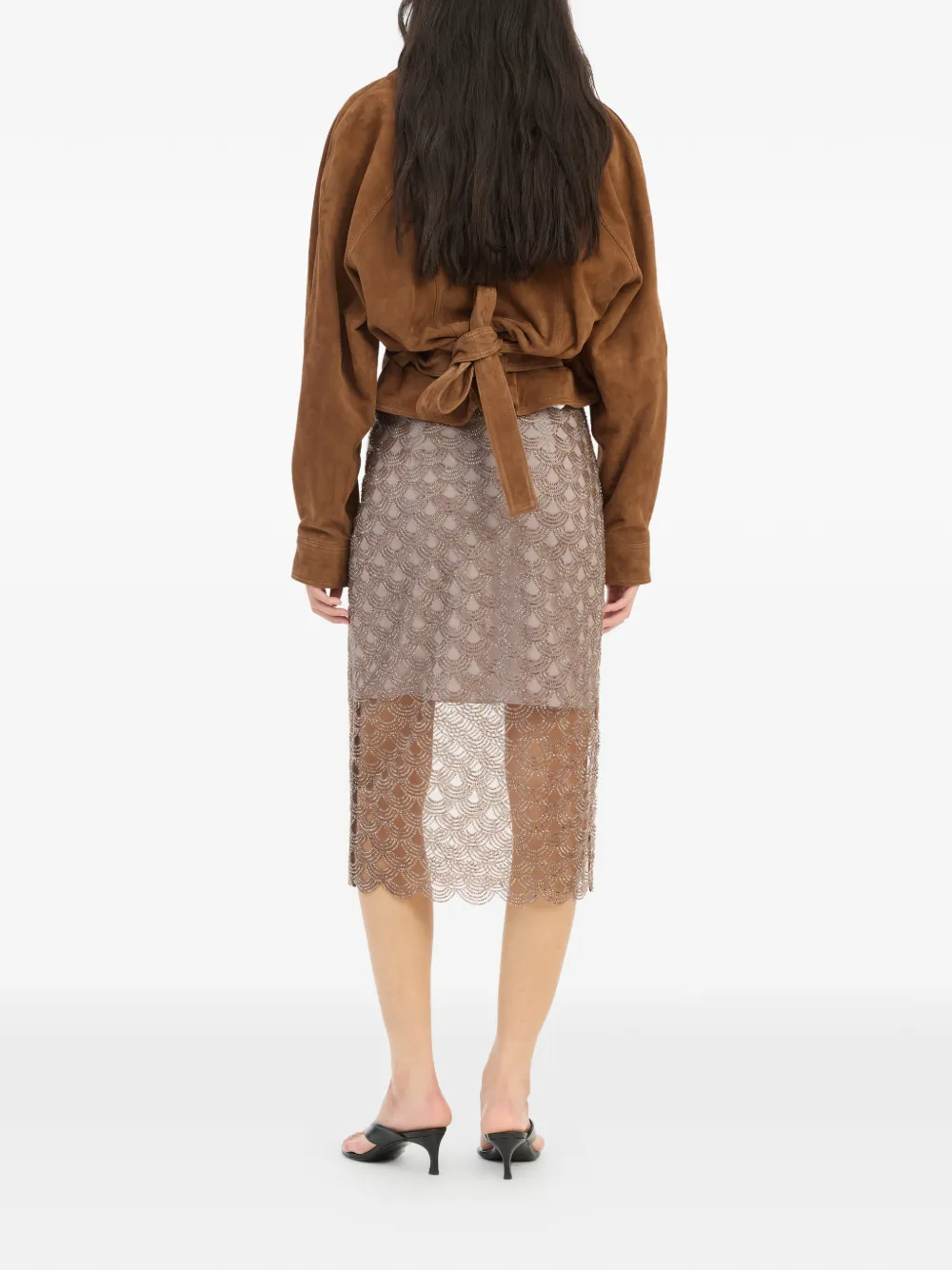ROTATE BIRGER CHRISTENSEN Midi-rok met pailletten Grijs