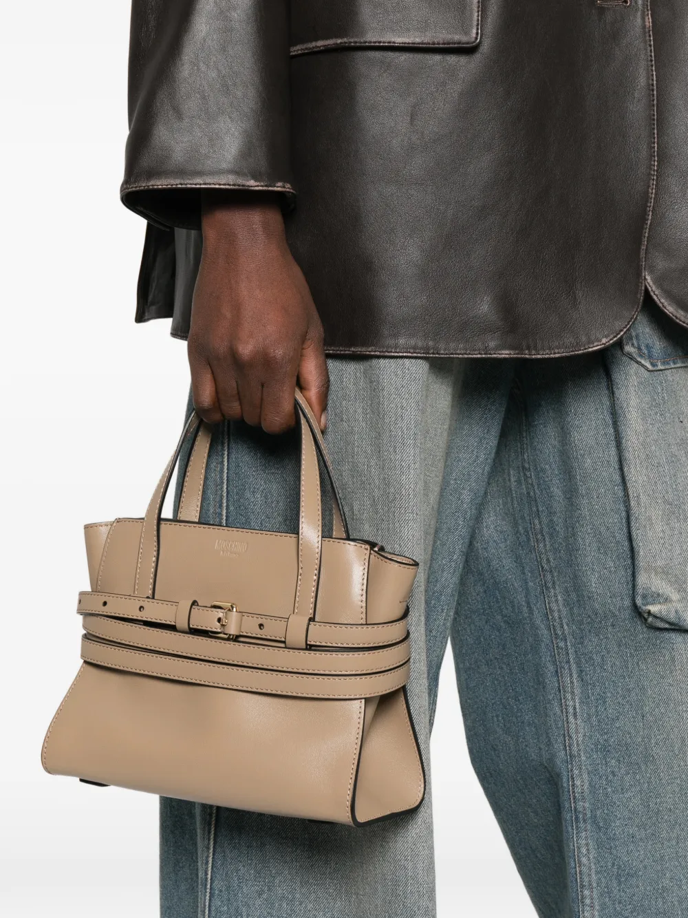 Moschino Shopper met gespband Beige