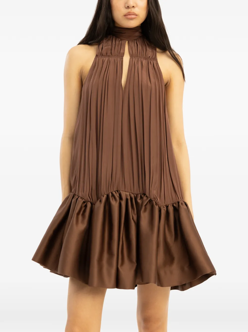 ROTATE BIRGER CHRISTENSEN Gesmockte mini-jurk Bruin