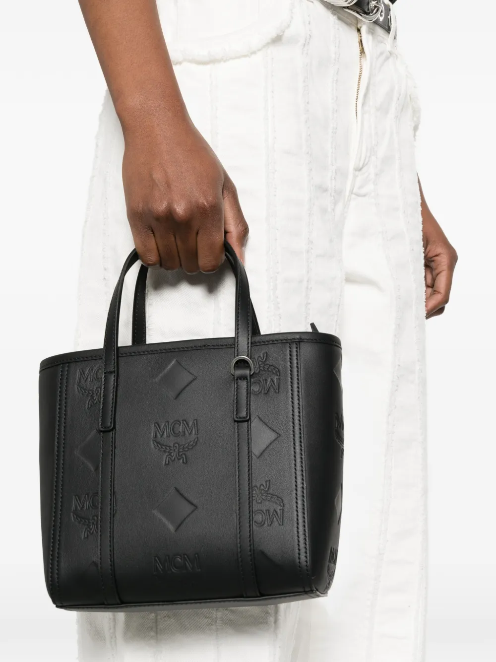  Mcm Logo-embossed Tote Bag - Black 
