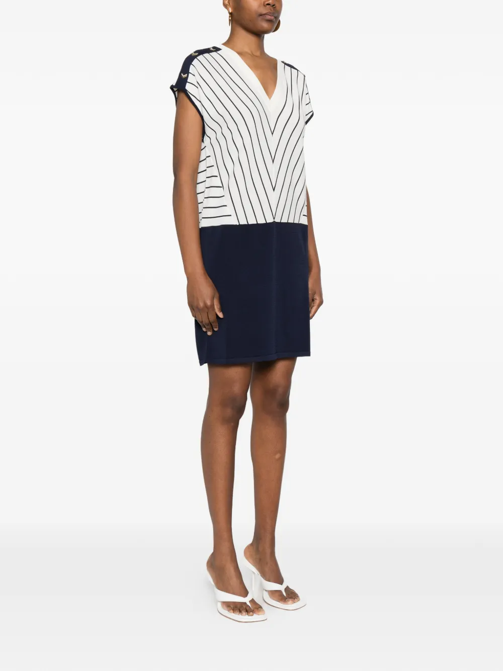  Liu Jo Striped Shoulder Mini Dress - Blue 