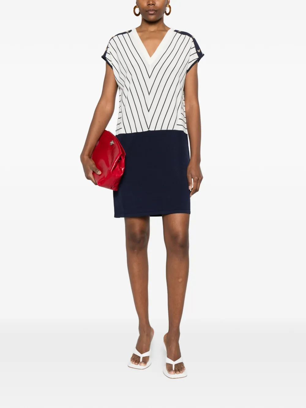 Liu Jo Striped Shoulder Mini Dress - Blue 