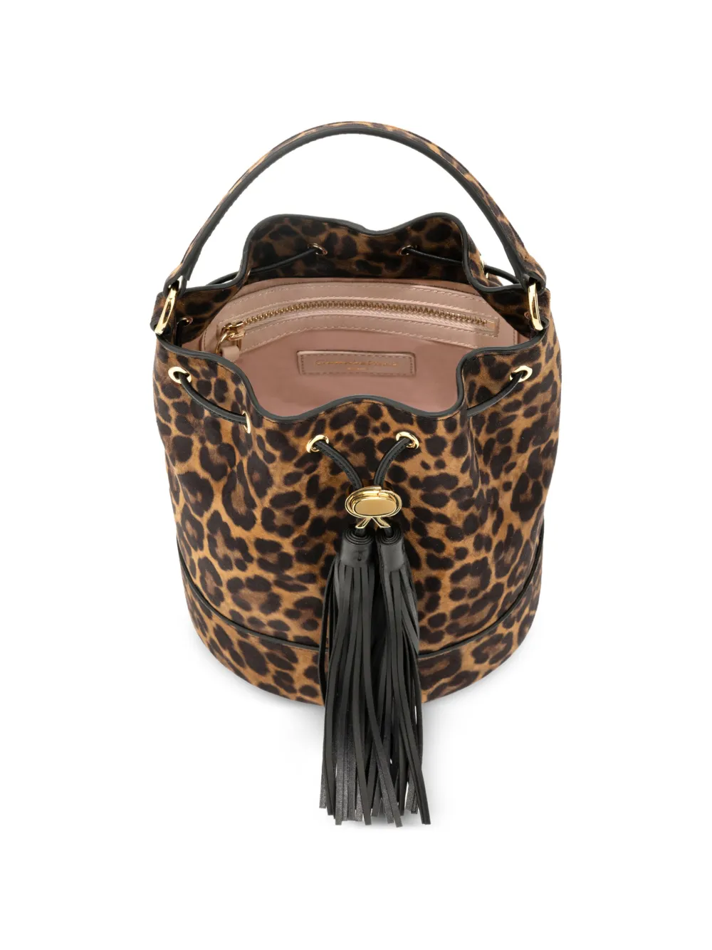  Gianvito Rossi Leopard Print Sienna Bucket Bag - Brown 