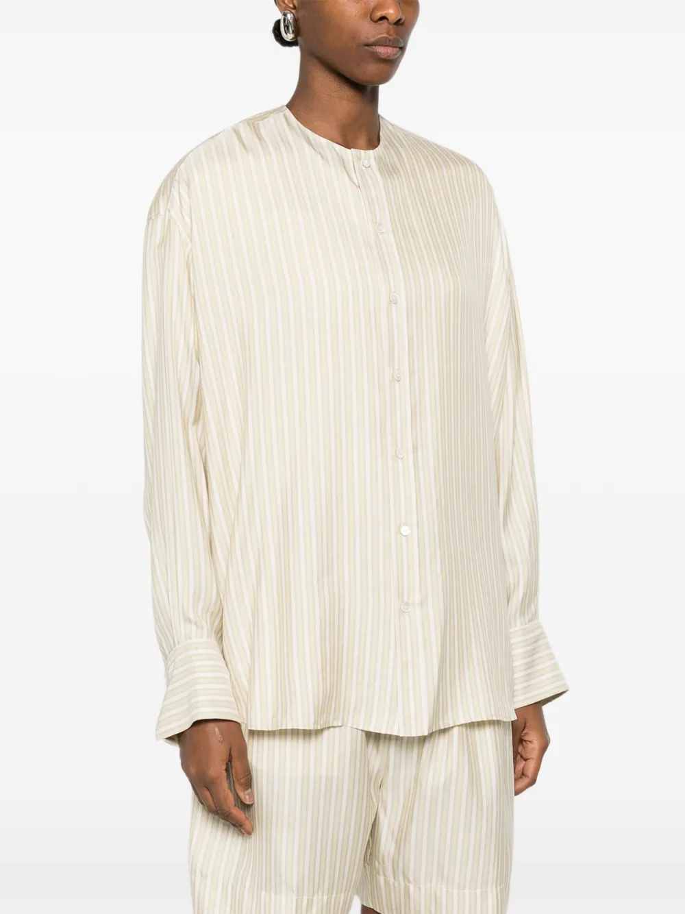  Carven Striped-pattern Collarless Shirt - Neutrals 