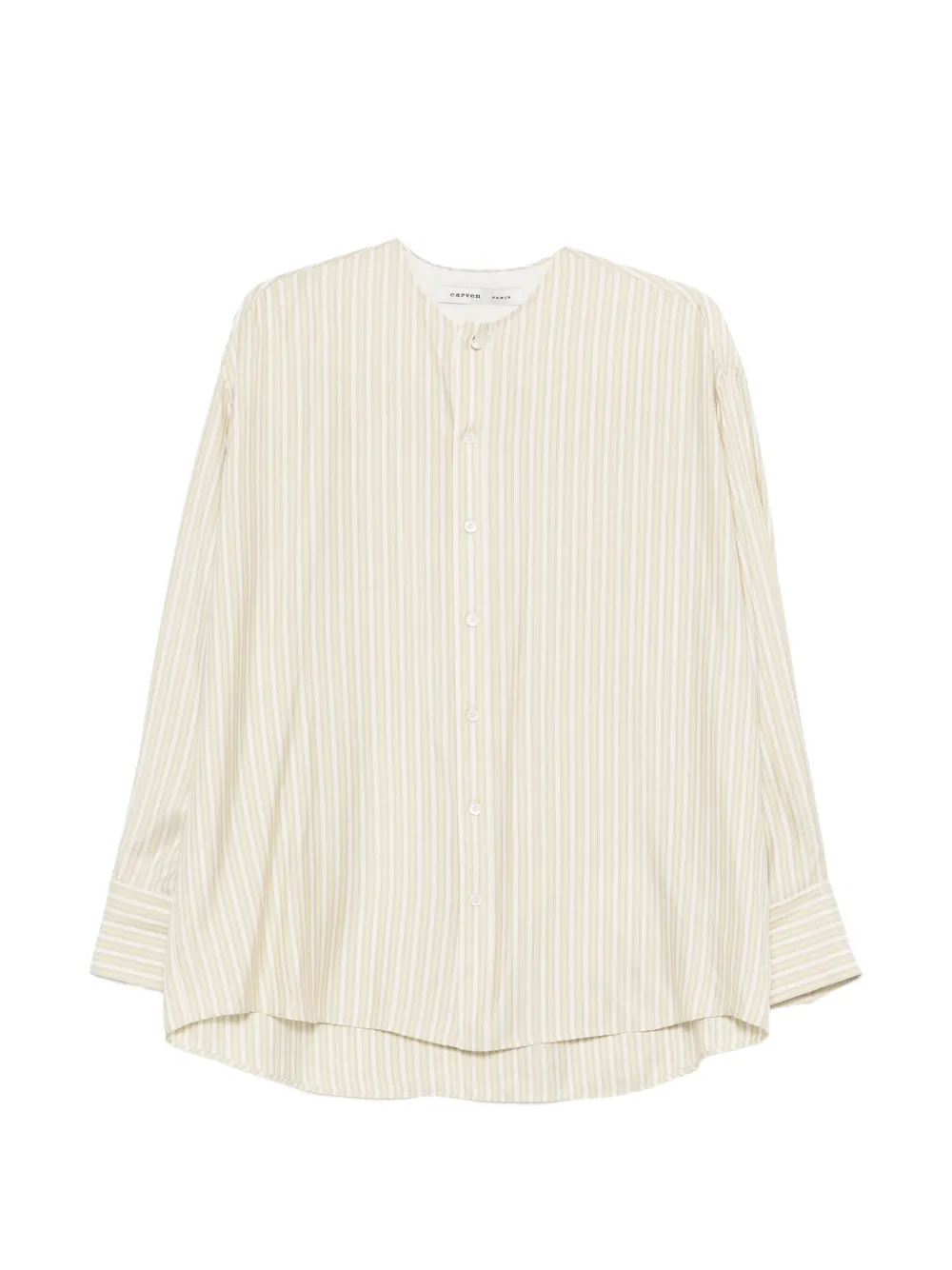 Carven striped-pattern collarless shirt - Nude