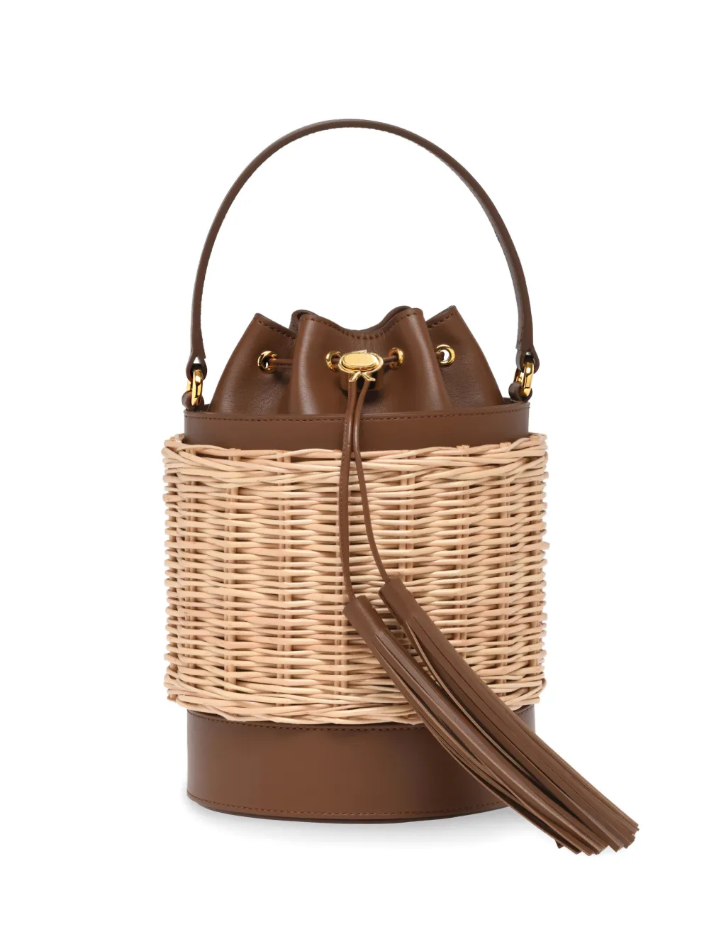 Gianvito Rossi tassel wicker siënna bucket bag - Marrone