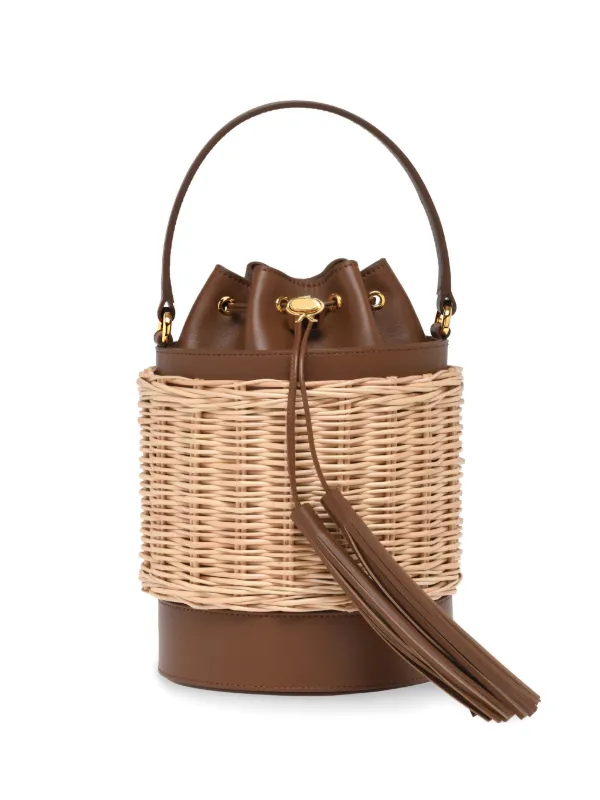 Gianvito Rossi Tassel Wicker Siënna Bucket Bag in Brown