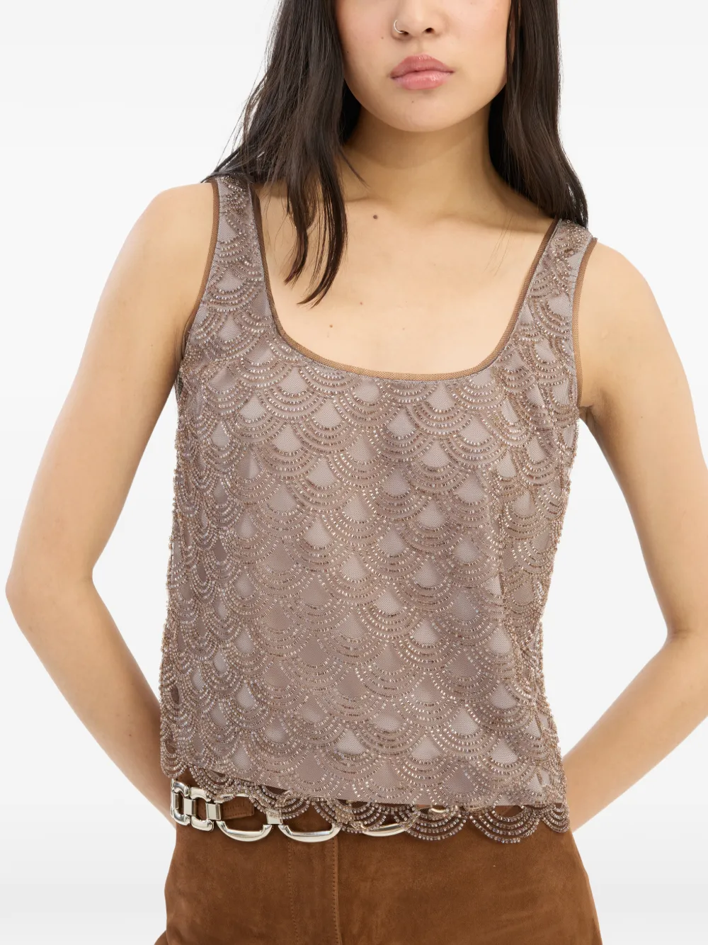 ROTATE BIRGER CHRISTENSEN Tanktop verfraaid met pailletten Grijs