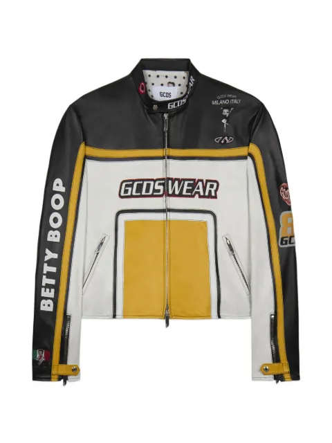 GCDS x Betty Boop leather biker jacket