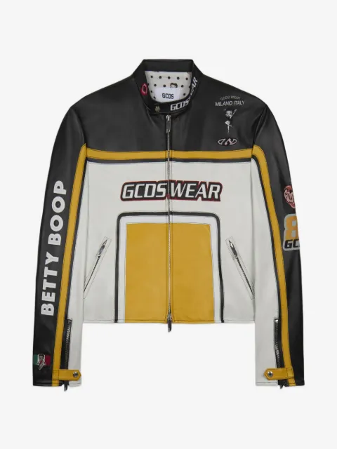 GCDS chamarra biker de piel x Betty Boop