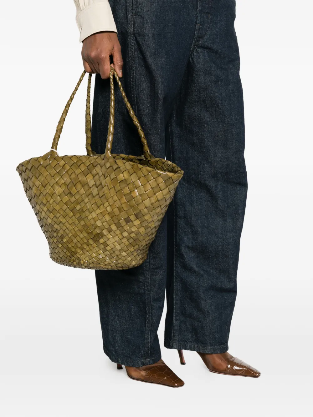 DRAGON DIFFUSION Egola Woven Tote Bag | Green | FARFETCH