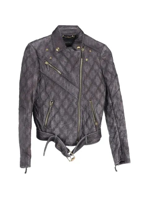 Gucci Pre-Owned monogram biker leather jacket