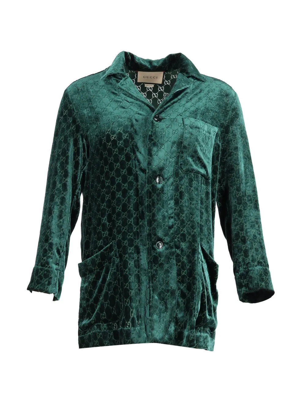 Gucci Pre-Owned velvet GG pattern shirt - Verde