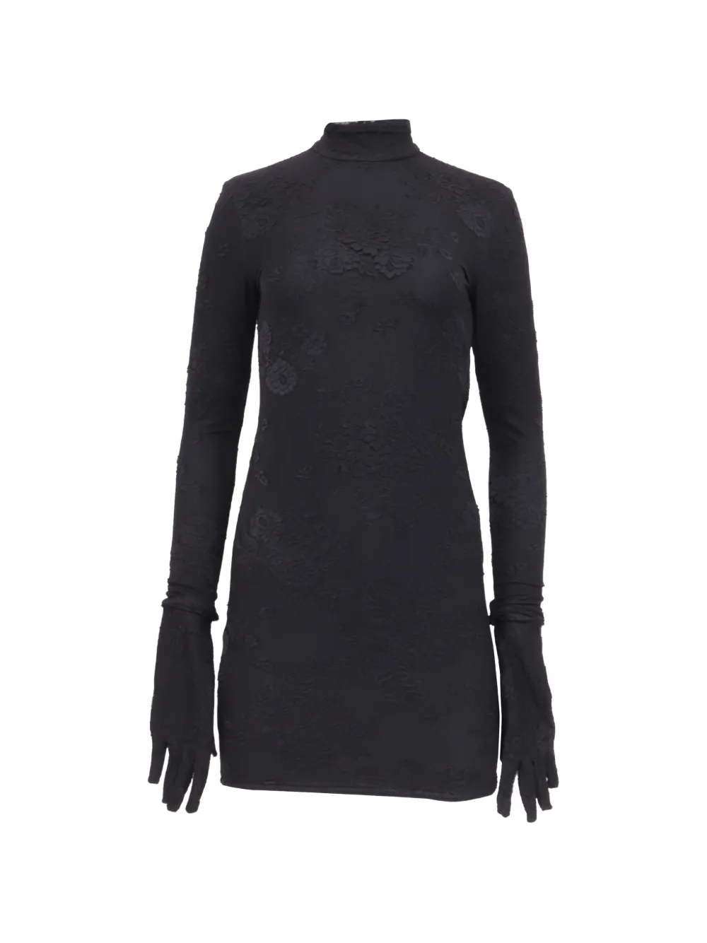 Balenciaga Pre-Owned floral-embroidered high-neck dress - Nero