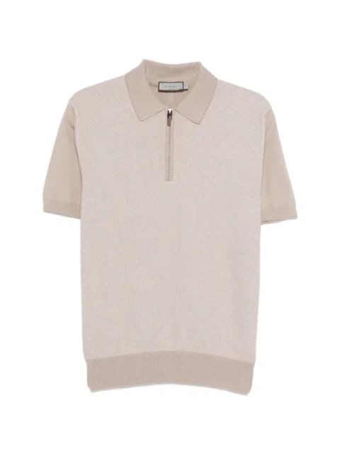 Canali zip-up textured polo shirt