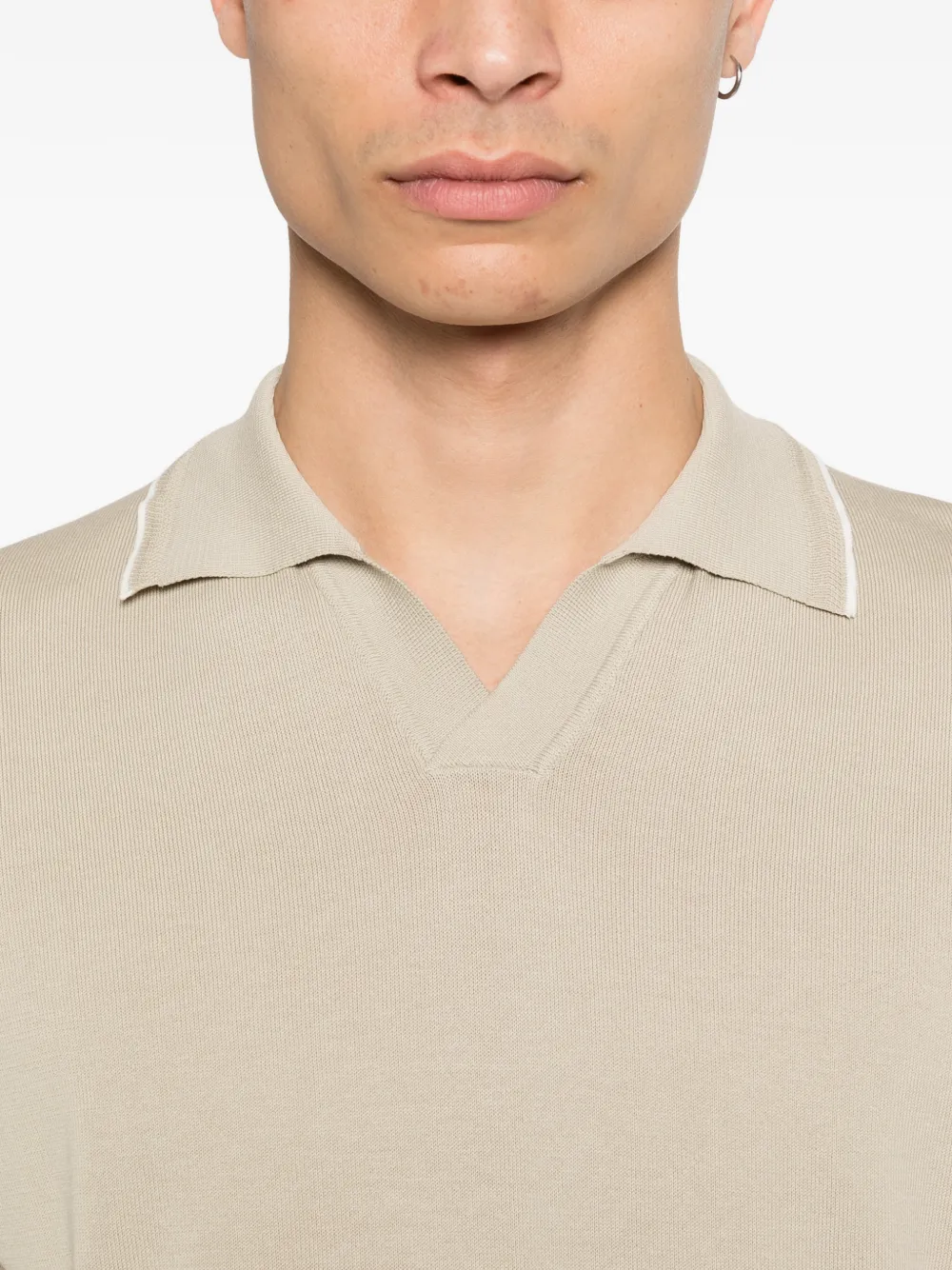 Canali T-shirt met V-hals Beige