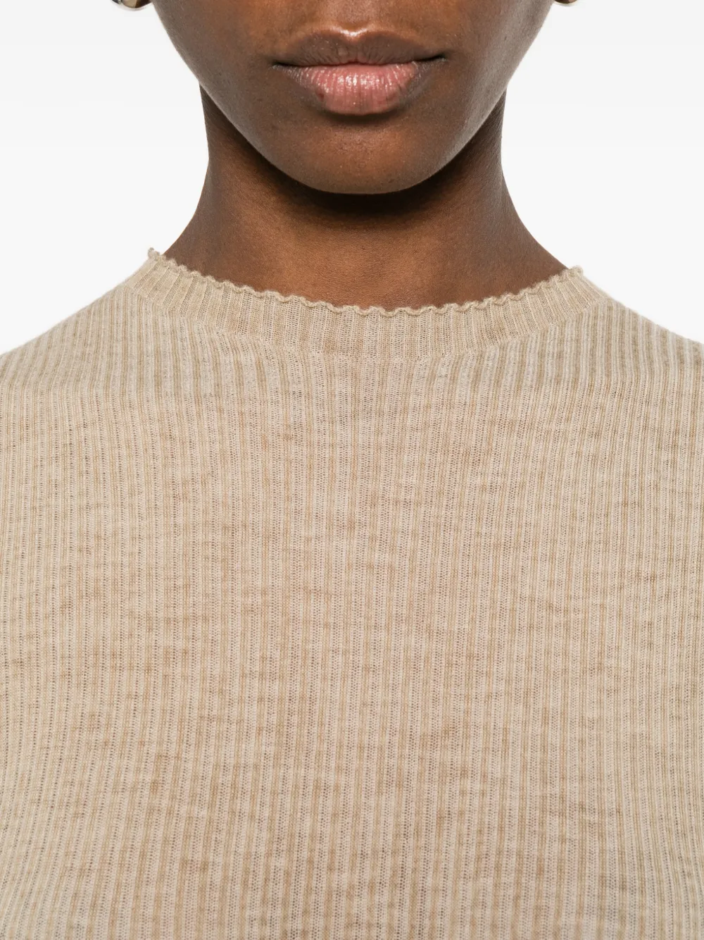 Uma Wang Geribbelde top Beige