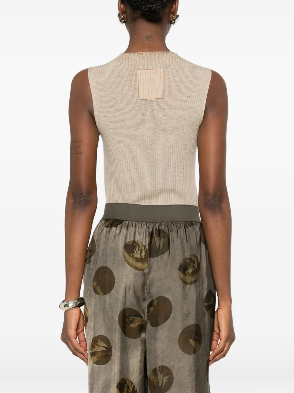Uma Wang Geribbelde top Beige
