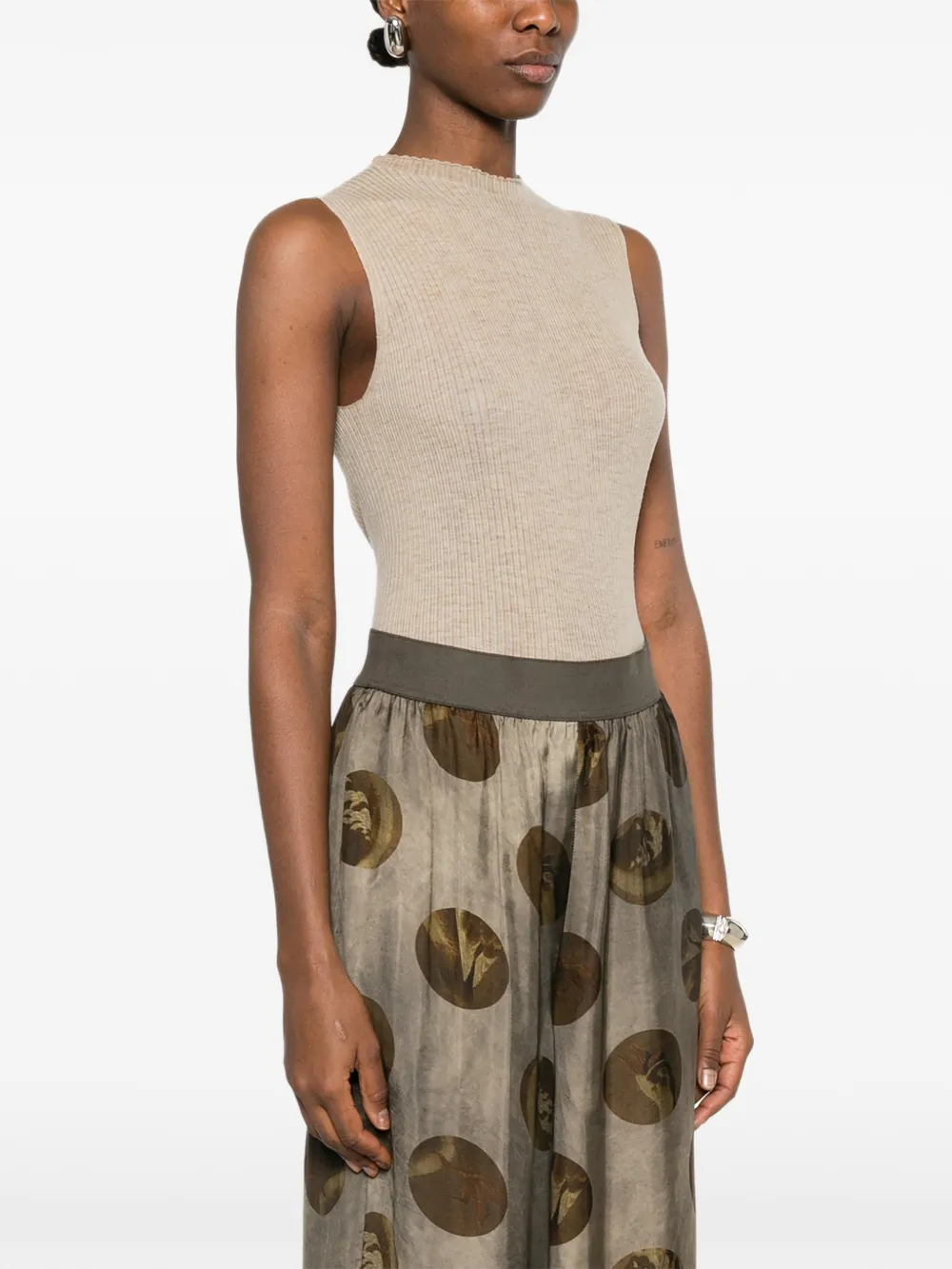  Uma Wang Ribbed Sleeveless Top - Neutrals 