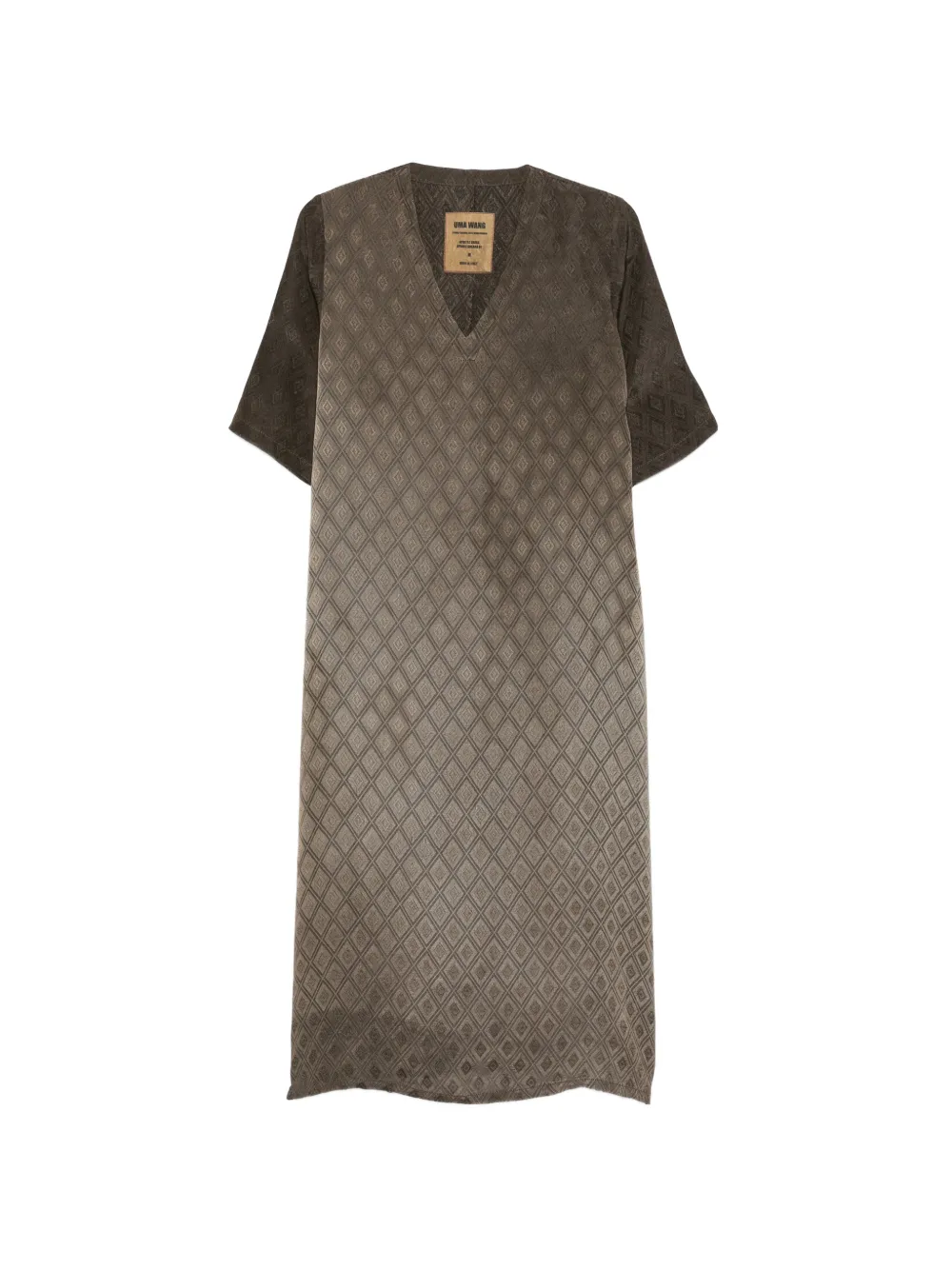 Uma Wang diamond V-neck midi dress - Marrone