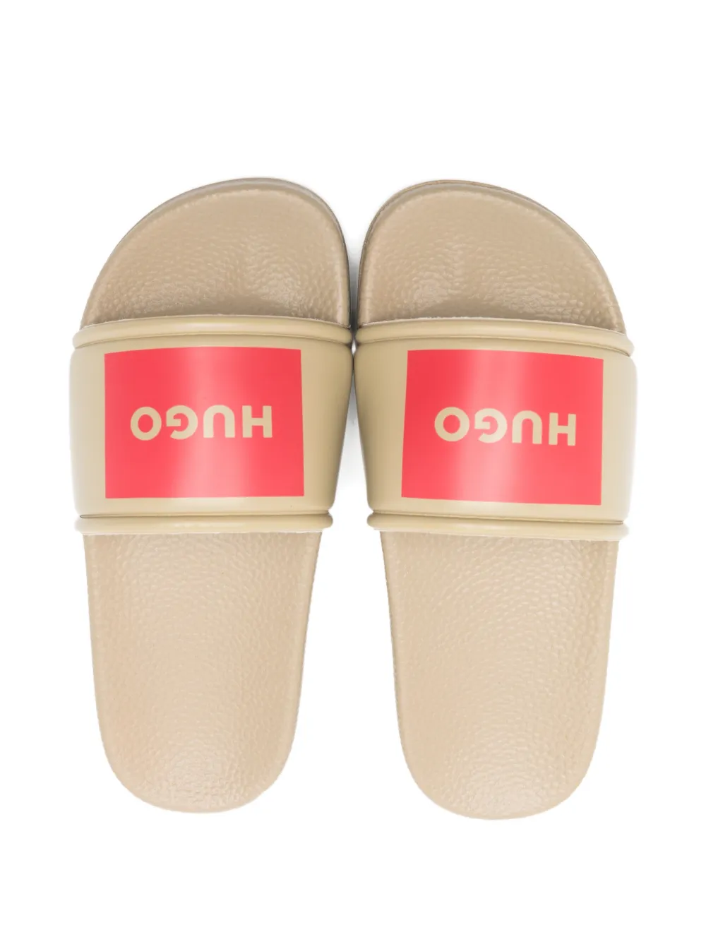 HUGO KIDS logo detail slippers Beige