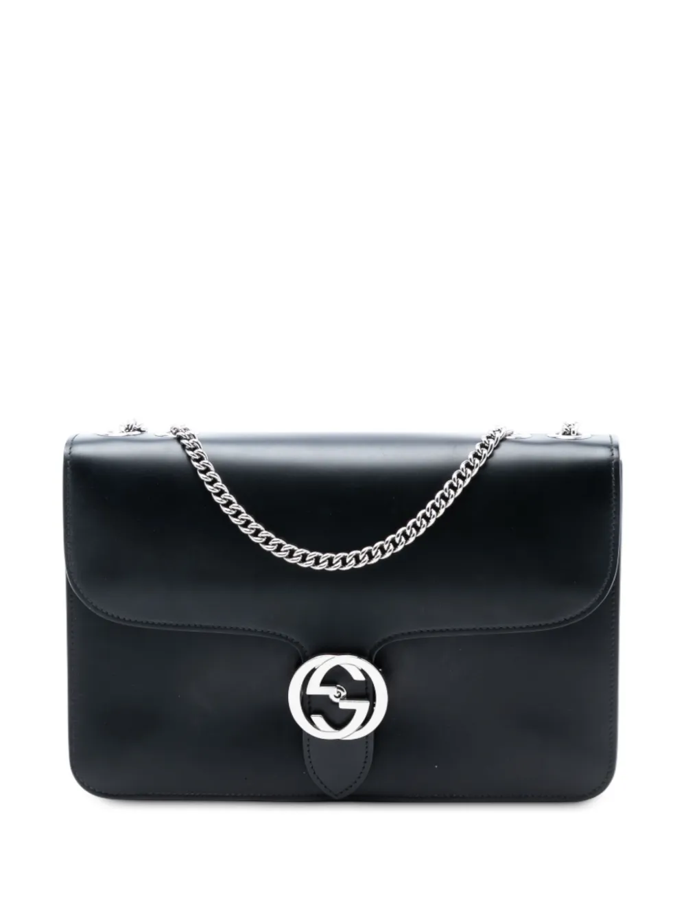 Gucci Pre-Owned 2016-2025 Medium Polished Calfskin Dollar Interlocking G crossbody bag - Schwarz
