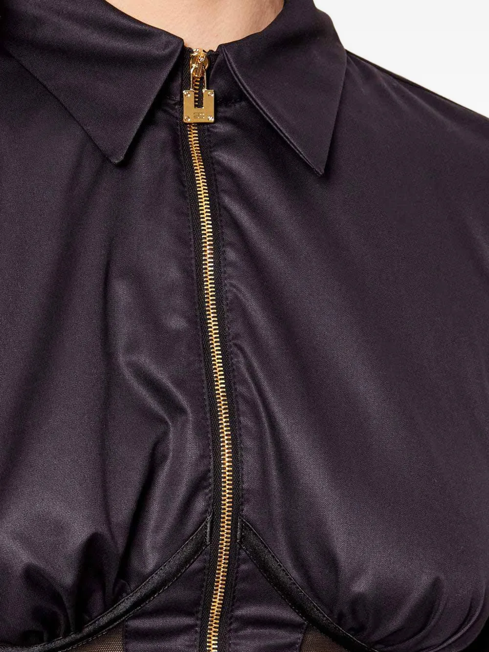  Elisabetta Franchi Long-sleeved Zip Shirt - Black 