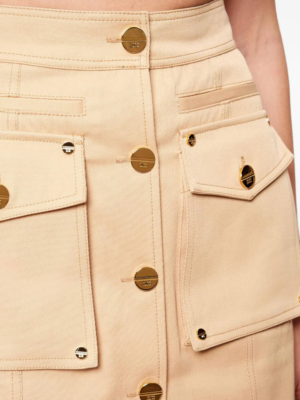 Elisabetta Franchi Button Pocket Mini Skirt - Neutrals 