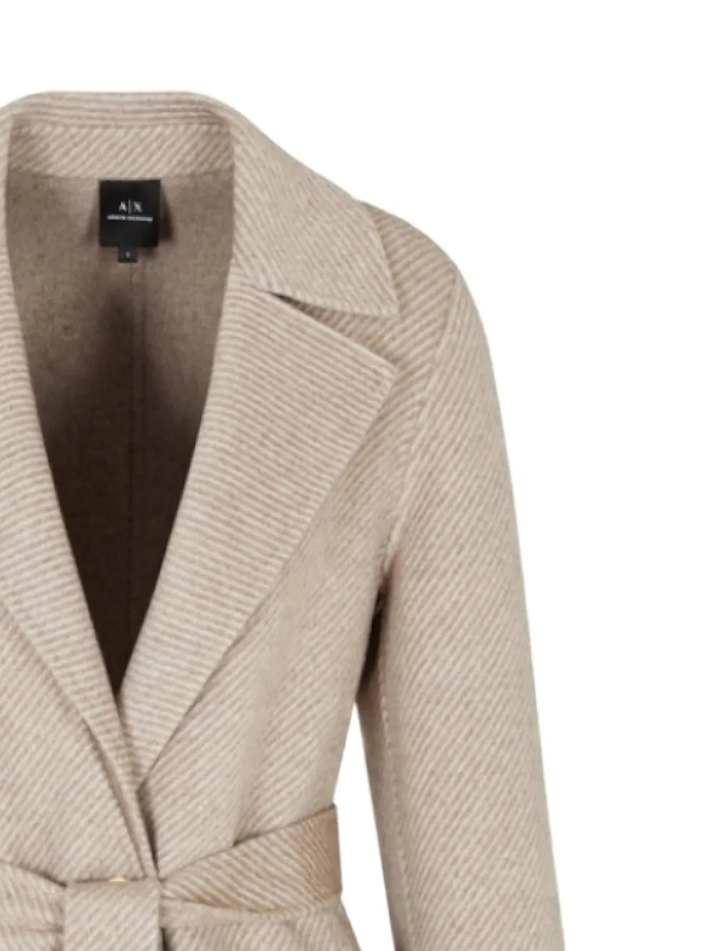  Armani Exchange Belted Herringbone Coat - Neutrals 