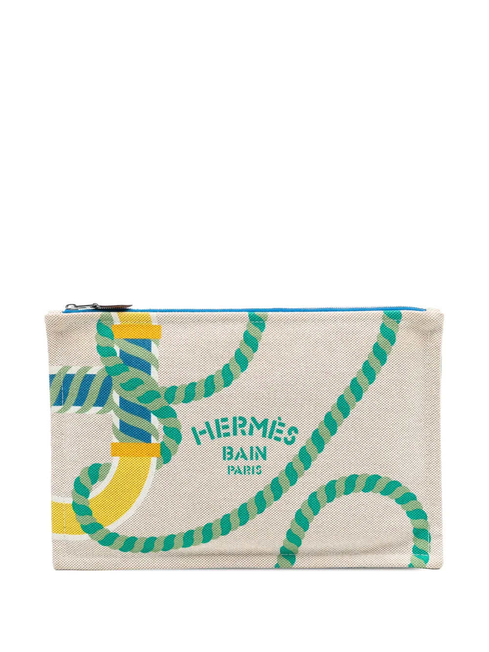 Hermès Pre-Owned 2020-2025 Canvas Canoe H Yachting Flat Case pouch - Marrone