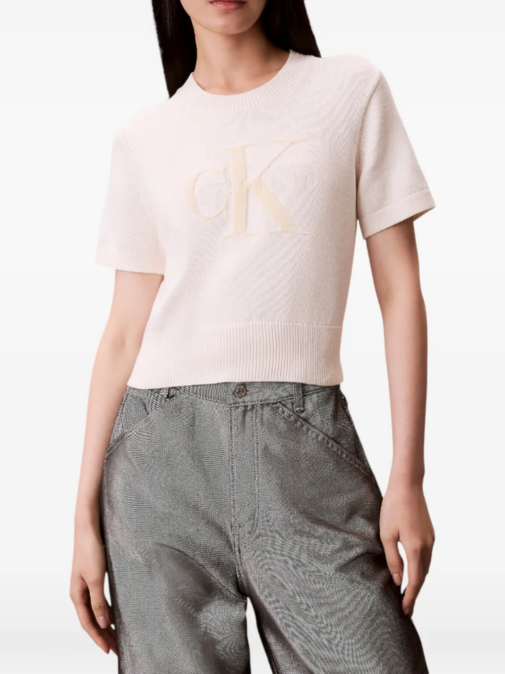 Calvin Klein logo-embroidered T-shirt - Toni neutri