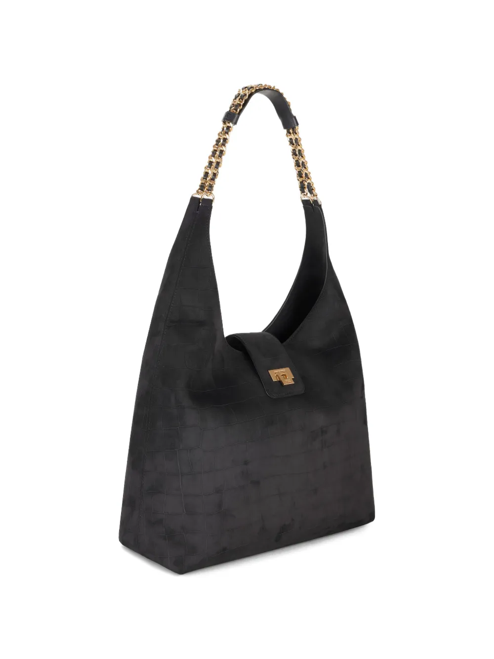 Elisabetta Franchi Shopper met krokodillen-reliëf Zwart