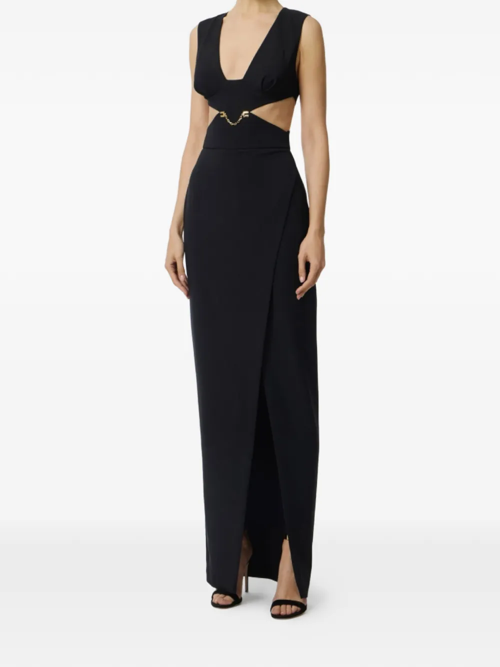 Elisabetta Franchi cut-out chain maxi dress - Nero