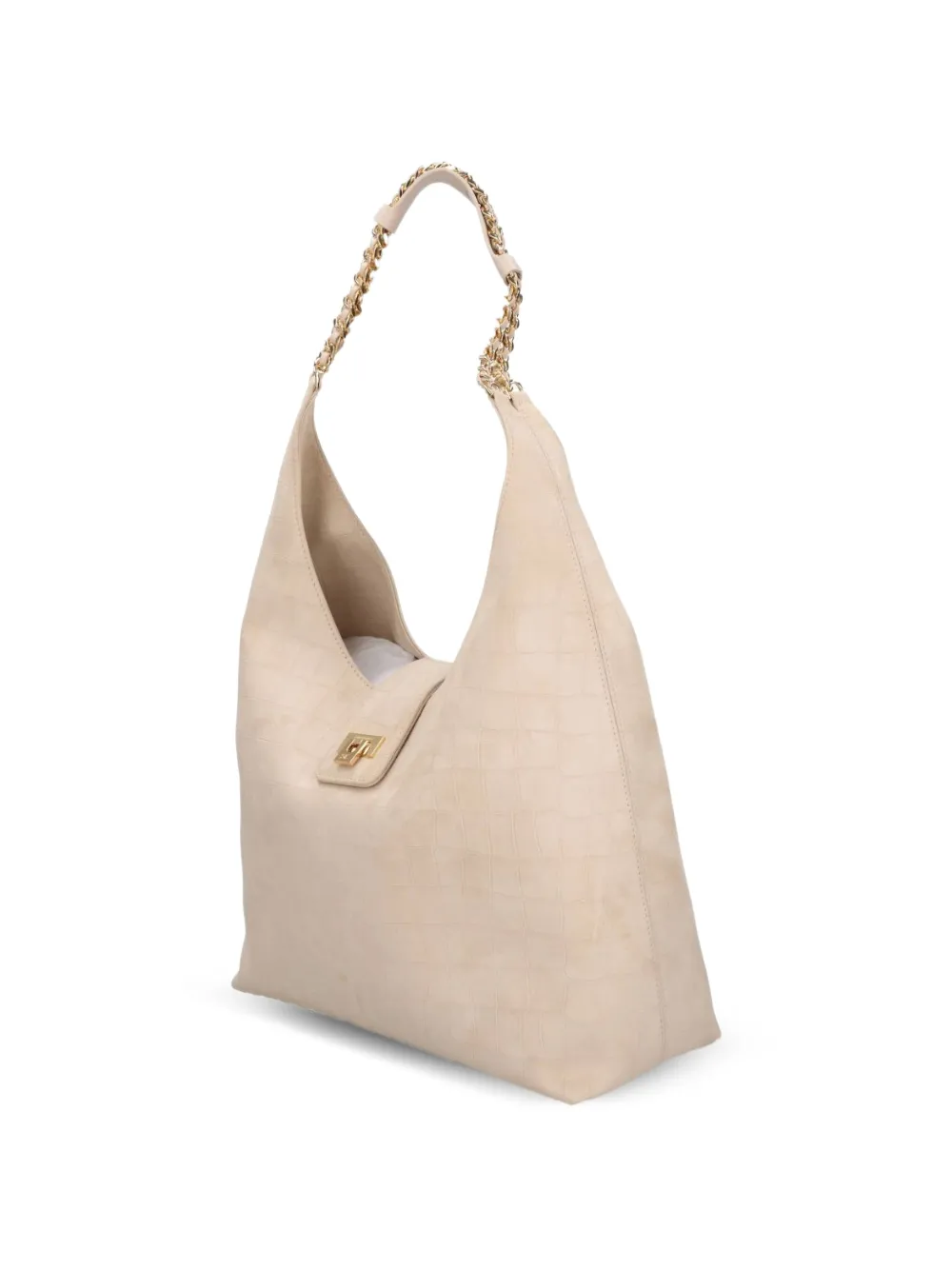 Elisabetta Franchi Shopper met krokodillen-reliëf Beige