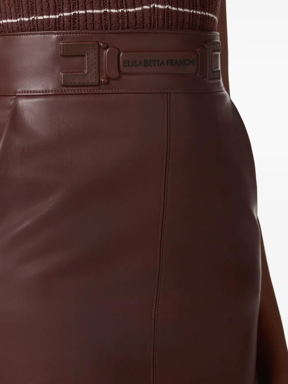 Elisabetta Franchi Midi-rok met logo ceintuur Bruin