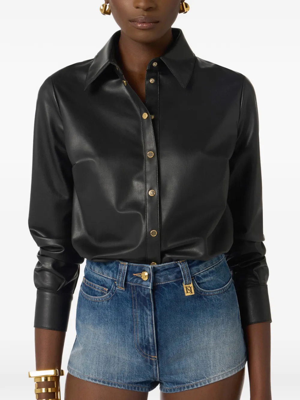 Elisabetta Franchi Playsuit van spijkerstof Zwart