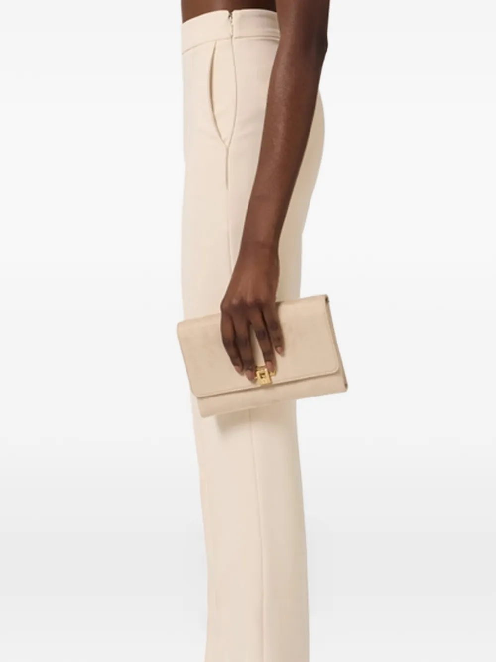  Elisabetta Franchi Suede Clutch Bag - Neutrals 