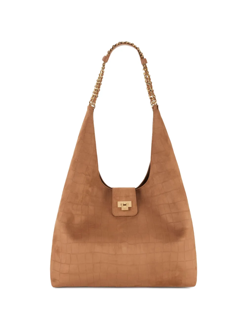 Elisabetta Franchi embossed chain shoulder bag - Marrone