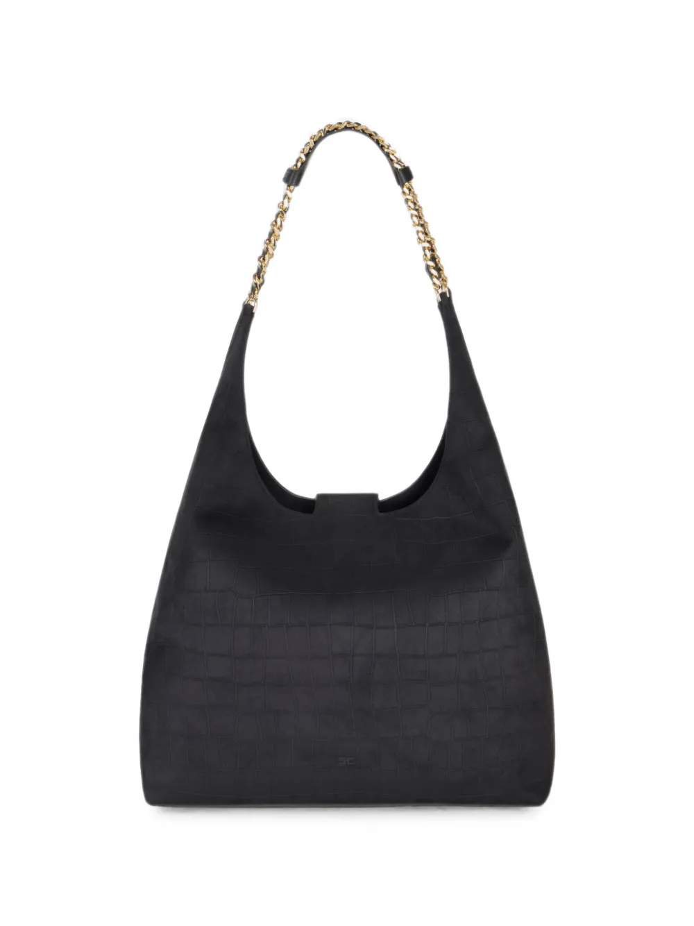 Elisabetta Franchi Schoudertas met ketting en reliëf Beige
